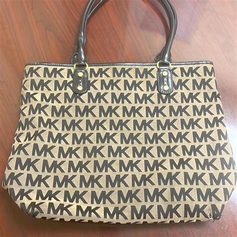 michael kors signature tote with red straps|Michael Kors large signature tote.